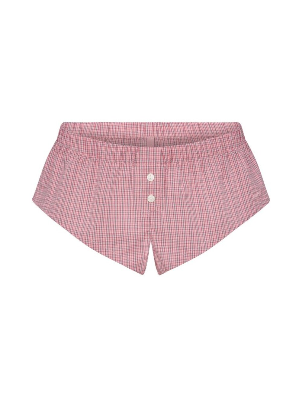 SKIMS Cotton Poplin Micro Short Sleep Set Berry Check Size S NWT
